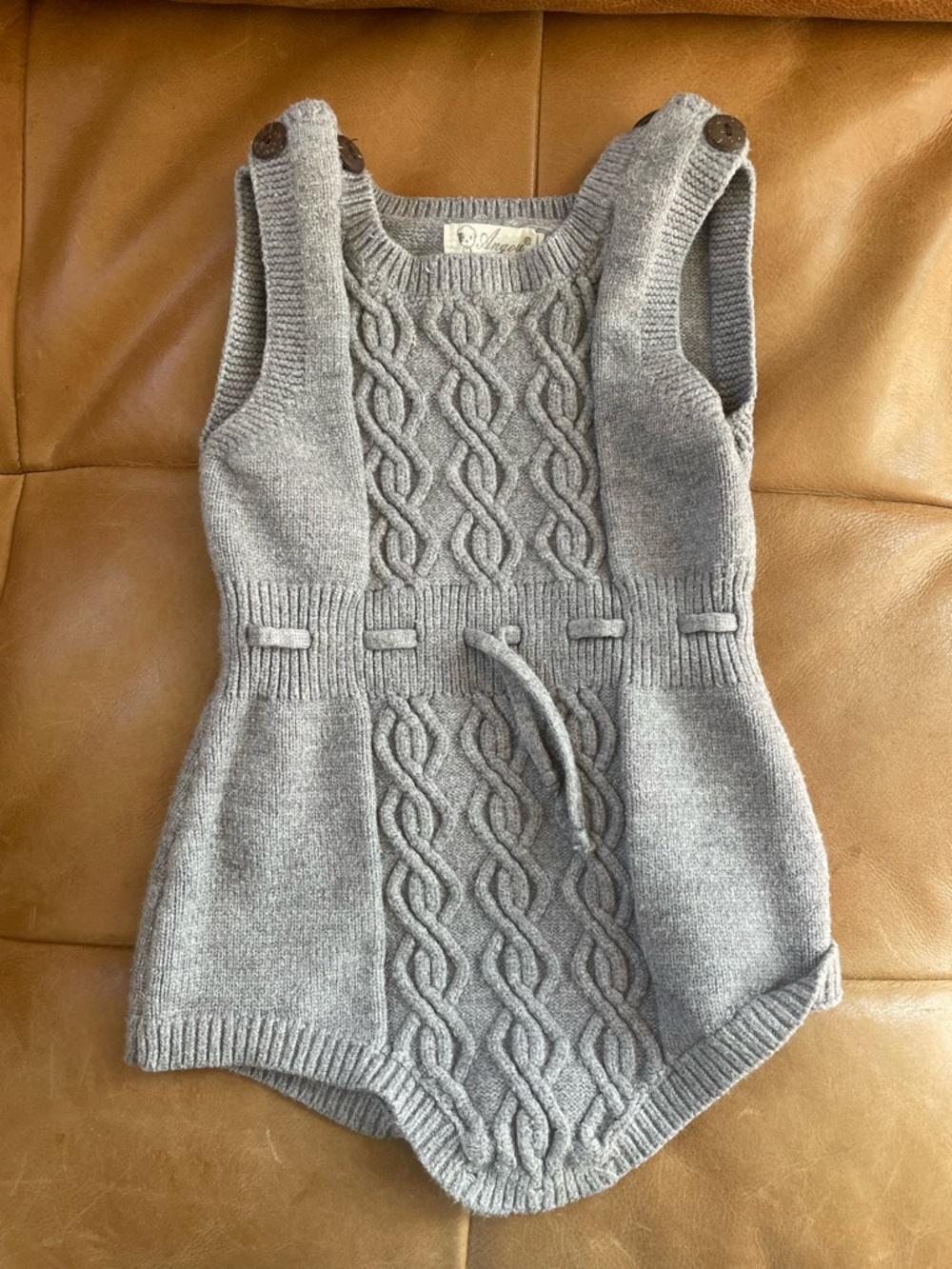 Gray Cable Knit Baby Romper